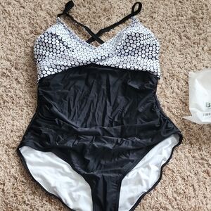 Stylish Black and White Womens One Piece Swimsuit